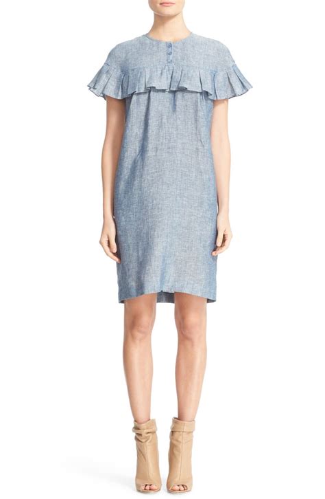 burberry angela ruffle chambray dress|burberry store online.